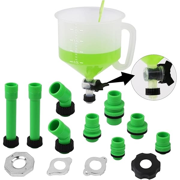 SWANLAKE No-Spill Coolant Funnel Kit,Spill Proof Funnel Bleeder with Adapters.Universal