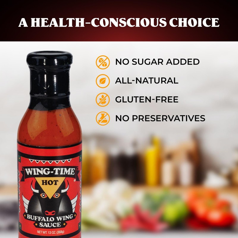 Wing Time, Sauce Buffalo Wing Hot, 13 Ounce (Pack of