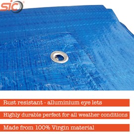 SIC ® 1.65m x 1.1m Tarpaulin Waterproof Heavy Duty - Universal Blue tarp Sheet - Premium Quality Cover Made of 70GSM Square metre Tarpaulin
