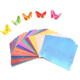 TIANLIN 200 Sheets Folding Paper 15 x 15 cm Square Origami Paper Glitter, 10 Colours, Coloured Origami Set, Pearlescent Paper for Crafts, Decorating, Gifts