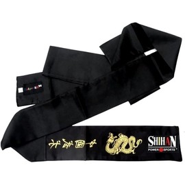 SHIHAN POWER SPORTS Kung Fu Sash Black with Dragon Print Satin 300cm for Men/Women Black Shaolin Monk Kung fu Belt Wushu Martial Arts Karate Taekwondo Sashes for Uniforms Wing Chun Clothing