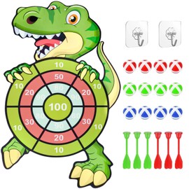 Flintronic 30" Dinosaur Toys for Boys, Kids Dart Board Set, Dart Board Kids Toys with 12 Sticky Balls 6 Darts, Indoor and Outdoor Foldable Dartboard Throwing Game Sets for Age 3 Years and Up