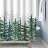 Canessioa Winter Forest Shower Curtain Green Christmas Trees Shower Curtains