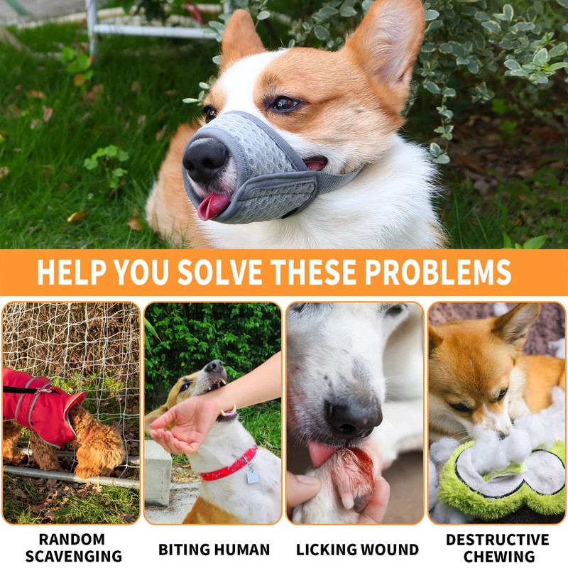 Dog Muzzle Soft Mesh Muzzle - Adjustable Breathable Dog Muzzle,