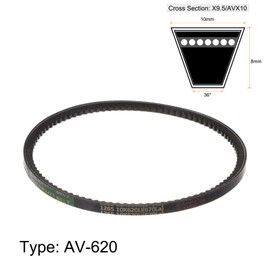 sourcing map Gear Rack V-Belt 620 mm Inner Belt 10 mm Wide Rubber Drive Belt for Power Transmission