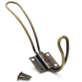 Rustic Coat Hooks Wall Mounted - 10 Pack of Vintage Double Coat Hangers with Large Metal Screws Included - Hard Antique Industrial Heavy Duty Hook Set - Best for Farmhouse Shabby Chic Hanging Look