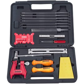 Oregon Chainsaw Chain Sharpening Kit with Hard Case - Contains Files, Handles, Depth Gauge, Stump Vise, Felling Wedge, and More Accessories