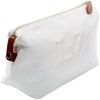 Personalization Universe Trapunto Embroidered Vegan Leather Make Up Bag- White