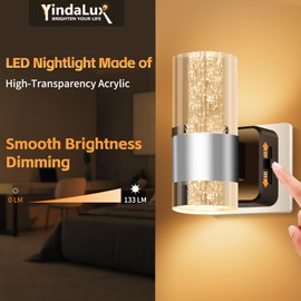 YindaLux Pack of 2 Night Light Socket with Twilight Sensor, 2700 K Warm White, Night Light Dimmable 0-133 LM, LED Socket Light, Night Lamp Children for Kitchen, Hallway, Stairs, Children's Room