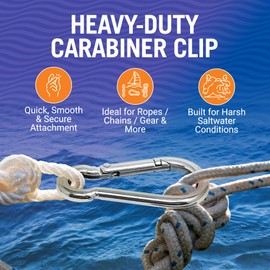 Stainless Steel Carabiner Clip, 4 Pack, 316 Marine Grade, Heavy Duty Spring Snap Hooks, Mini and Large Sizes, 2" to 4" Options, 2.76" Clips
