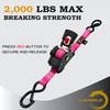 LONGLC Pink Retractable Ratchet Straps Heavy Duty 1" x10' 4Pack,