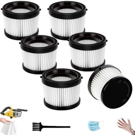 6 Pack DCV501HB DCV5011H Replacement HEPA Filters - Compatible with DEWALT 20V Cordless Handheld Vacuum (Washable & Reusable) - Compared to Part # DCV5011H