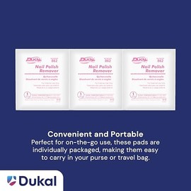 Dukal Almohadillas removedoras de esmalte de uñas, paquete de 100 toallitas removedoras sin acetona. Almohadillas saturadas de 2 capas. Almohadillas limpiadoras. Toallitas de uñas. Almohadillas removedoras de gel de uñas. Empaquetadas