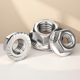 WZHUIDA Flanschmuttern mit Sperrverzahnung DIN 6923 M4, 50 Stück A2 V2A Edelstahl Sechskantmuttern mit Flansch und Sperrverzahnung