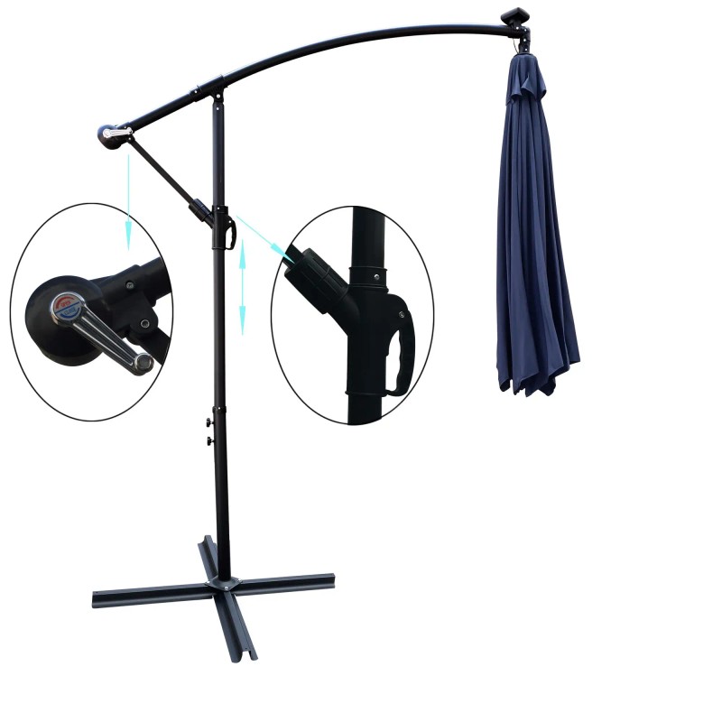 10 ft Outdoor Solar Powered LED Lighted Patio Umbrella Waterproof