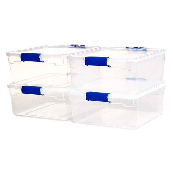 HOMZ 15.5 Qt Plastic Multipurpose Stackable Storage Container Bins with