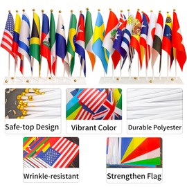 UGrandF 200 Pack World Country Flags on Sticks, Mini Handheld National Flags - Includes Most Countries, 8.2 x 5.5 Inches