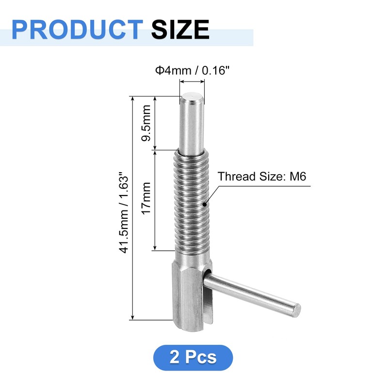 uxcell 2Pcs Retractable Indexing Plunger Pin, M6 L Spring Plunger