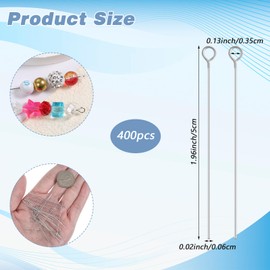 400 Stück Kettelstifte Silber Edelstahl Kettelstifte Nietstifte Stecknadeln Kopfstifte Nietstifte Mit Öse Kugelkopfstifte für Ohrring Anhänger schmuckherstellung