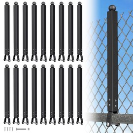 20 Pack 1-3/8'' Chain Link Fence Extension, 17'' Fence Extension Height, Galvanized Post Extender for Dogs and Privacy (Black)