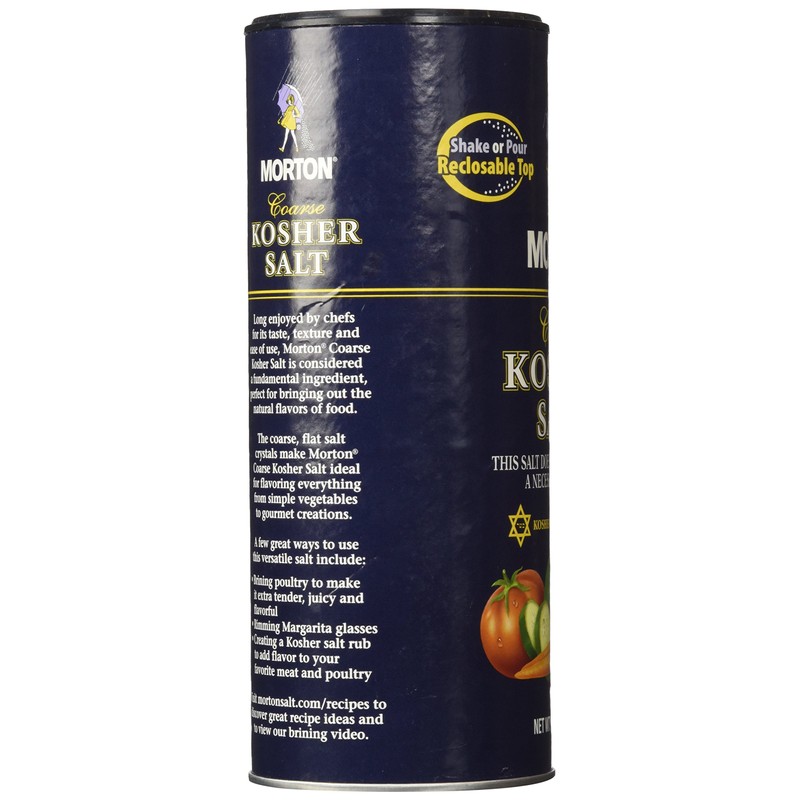 Morton Kosher Salt Coarse, 16 Oz (Pack of 3)