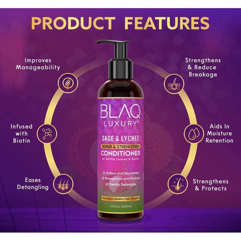 Blaq Luxury Sage & Lychee Repair and Strengthen Conditioner 12oz