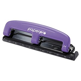 MOT4 PaperPro 2105 inPRESS Three-Hole Punch, 12-Sheet Capacity, Purple/Black