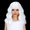 White Short Bob Kids Wig Wavy Wigs with Bangs for