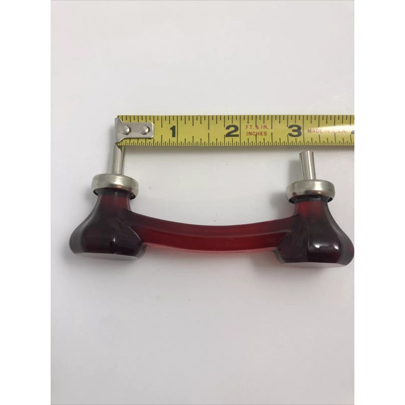 CPK Glass Cabinet Drawer Pull Red Elegance Glass 3” Center