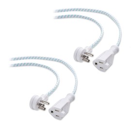 Cable Matters 2-Pack Braided Low Profile Flat Power Cord 10 ft, 3 Prong (Flat Plug Extension Cord, Under Rug Power Extension Cord)