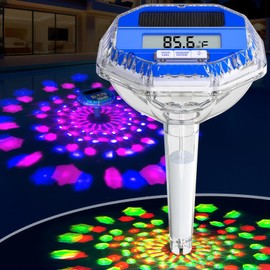 Sinbyuer Optimized Solar Digital Pool Thermometer with Dynamic Light Show | Floating Pool Temperature Thermometer - Oversized LCD Screen for Easy Readings | Pools Temperature Gauge for Hot Tubs & Spas