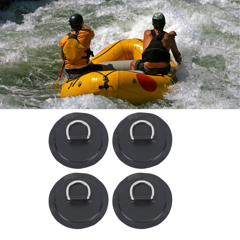 4PCS D Ring Patch PVC Round Shape Strong Stainless Steel