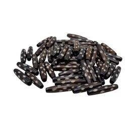 Buffalo Bone Hairpipe Beads Batik Print African Beads for Jewelry Making (1in - Brown/White/Spotted)