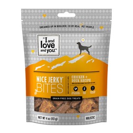 I and love and you Nice Jerky Bites - Chicken + Duck - Grain Free, Real Beef, Training Treat, Chewy Dog Treats, Filler Free, 4oz