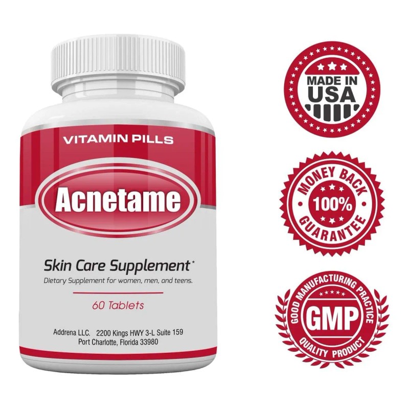 Acnetame Vitaminas Antiacné Tabletas Biotina Zinc Selenio Glutens Free