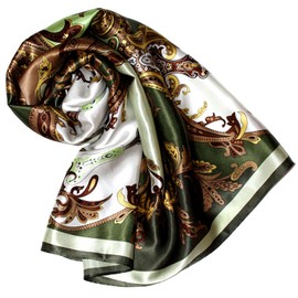 LORENZO CANA Luxury Silk Scarf Elaborately Printed Scarf 100% Silk Harmonious Colours Women's Scarf Green 90 x 90 cm, Green
