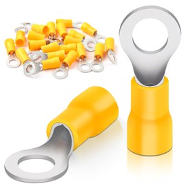 Bolatus Pack of 20 Ring Cable Lugs 4.0-6.0 mm² Hole Diameter M6 Cable Lugs Partially Insulated PVC Cable Eyelets Made of Red Copper Tinned (Yellow)