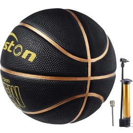 Senston 27.5"/28.5"/29.5" Basketball Balls Outdoor/Indoor Size 5/6/7 Basketballs 27/28/29 inch Basket Ball with Pump (Black, 5/27.5)