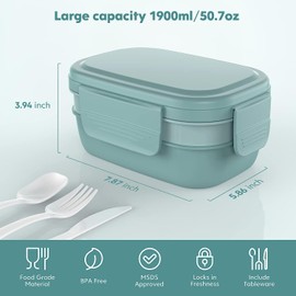 Lifenova Bento Box Adult Lunch Box,3 Stackable Bento Lunch Containers for Adults, Modern Minimalist Design Bento Box with Utensil Set, Leak-Proof Lunchbox Bento Box for Dining Out, Work, Picnic