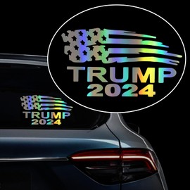Iprokiu 2 Pack Car Window Bumper Sticker for Trump 2024 Waterproof Vinyl Decal American Flag Sticker Funny Decal for Trump Truck Motorcycle Car Decoration (Dazzle Color)