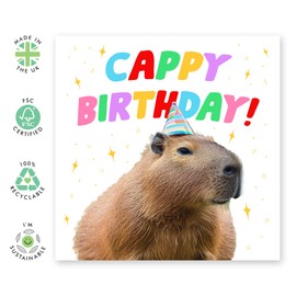 Central 23 Birthday Card - 'BIRTHDAY CAPYBARA' - Perfect for Celebrating with a Fun and Quirky Twist - Ideal for Adding a Unique and Adorable Touch to Their Special Day - Comes With Stickers