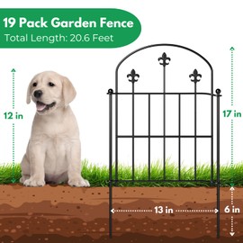 BEMTTALY Decorative Garden Fence 19 Pack, Garden Fence Border 22inx20ft, Garden Fencing Animal Barrier, Rabbit Fence for Garden, Garden Fencing for Garden Bed, Dogs, Black Rustproof Metal Garden Fence