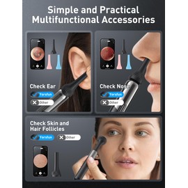 Yorsfun Ear Wax Removal, 3 in 1 Earwax Removal Kit, 1080P HD Ear Cleaner with Camera, FSA HSA Eligible, Otoscope with 7 Ear Spoon, Ear Cleaning 6 LED Lights 15 Ear Tips, Ear Camera for iOS & Android