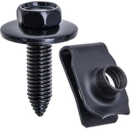 Rexka 15 Sets M8-1.25 Extruded U Nuts & Body Bolts for GM Ford Chrysler - Multi Purposes- Bumper Fender Hood Shield Radiator Engine