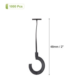 QUARKZMAN Pack of 1000 J-Hook Attachments, 2 Inch Black Labelling Gun Refill Attachments, Standard Labeling Bar Fasteners, Plastic for Clothing Hanging, Fine