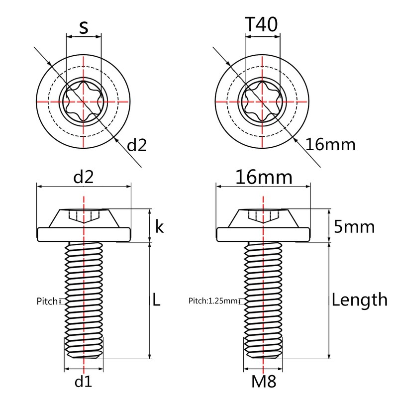 Wanyifa Titanium M8 10 15 20 25 30 60 70mm