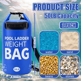 Kingdder 2 Pcs 50LB Heavy Duty Pool Ladder Weights, Universal Above Ground Pool Step Sand Bags with Handles, 500D PVC Waterproof Foldable Sandbags for Swimming Pools Stairs