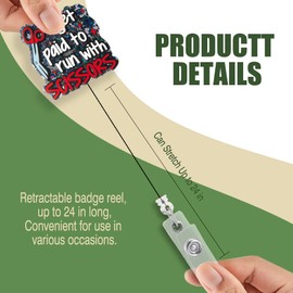 Pishovi I Get Paid to Run with Scissors Glitter Retractable Reel ID Card Clip, Funny Bandage Scissor Badge Holder for Nurse Surgeon Trauma Physician Assistant, Christmas Birthday Thanking You Gifts