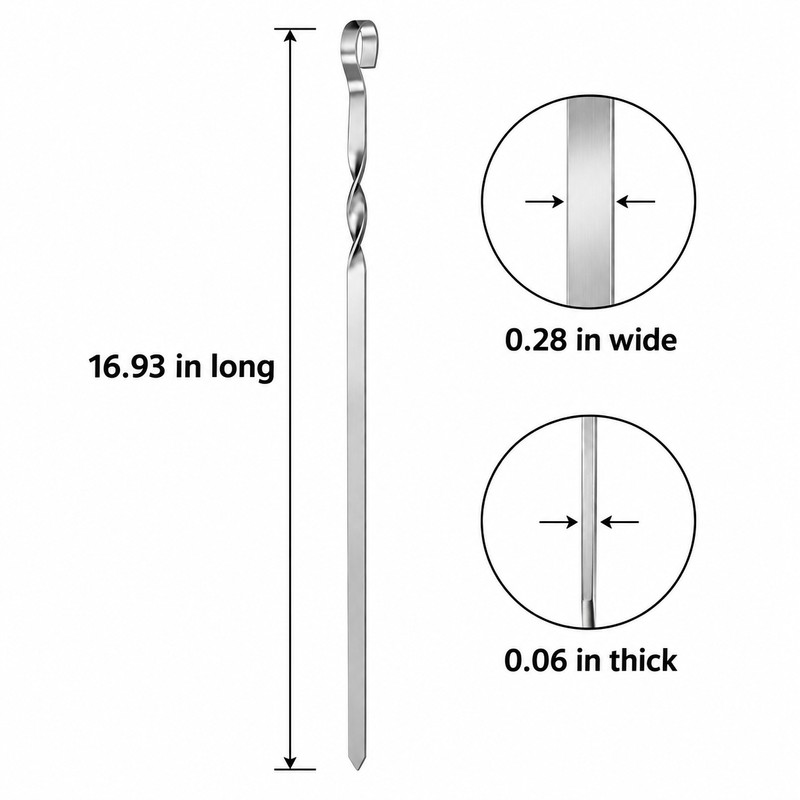 6-Piece Stainless Steel BBQ Skewer Set for Grilling – Flat