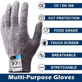 Grebarley Cut Protection Gloves, Work Gloves, Kitchen Gloves, Level 5 Protection, Food Safe, EN388 Certified, Knitted Gloves for Horticulture/Construction Site/Kitchen (M, 1 Pair)
